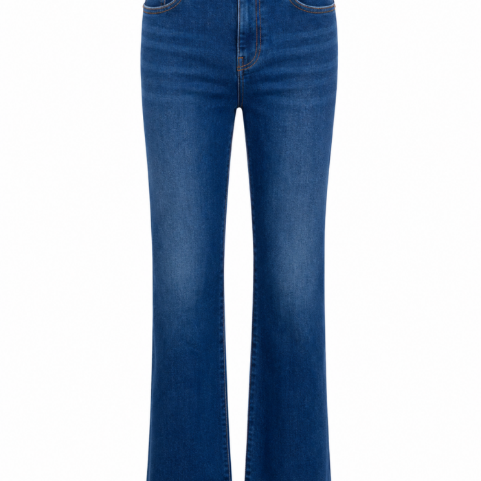Medium Blue High-Rise Flared Jeans with Five-Pocket Styling