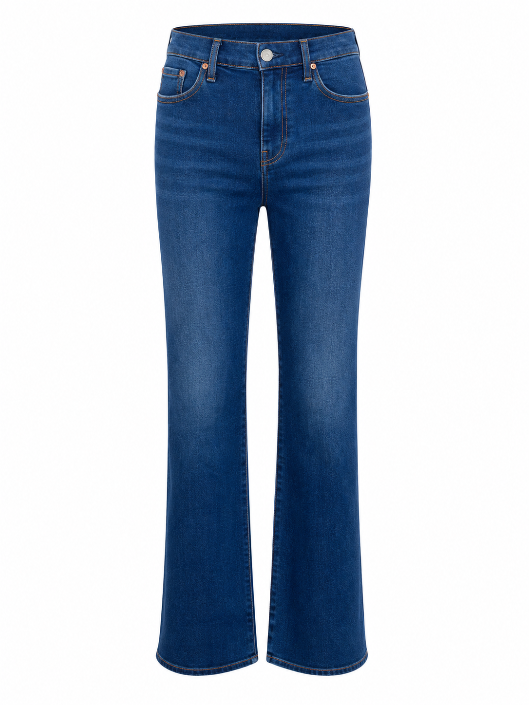 Medium Blue High-Rise Flared Jeans with Five-Pocket Styling