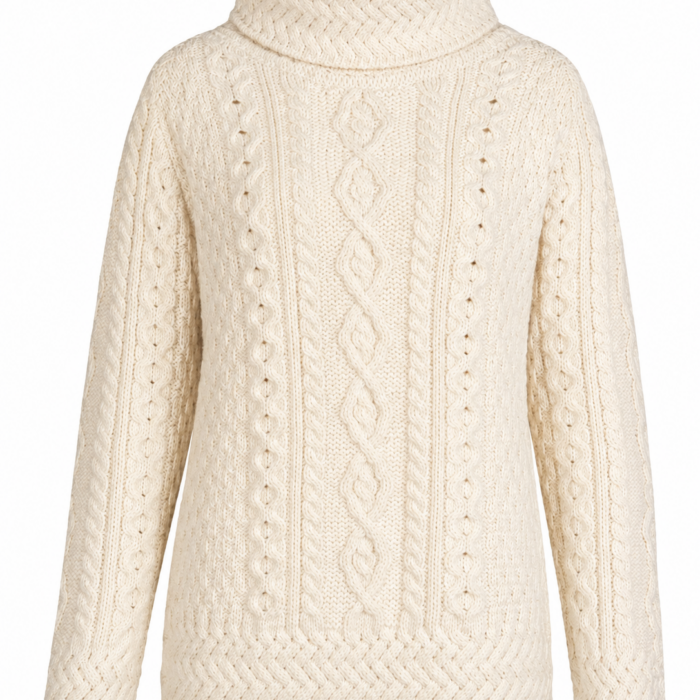 Ivory Cable Knit Turtleneck Sweater