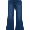 Medium Blue High-Rise Flared Jeans with Patch Pockets