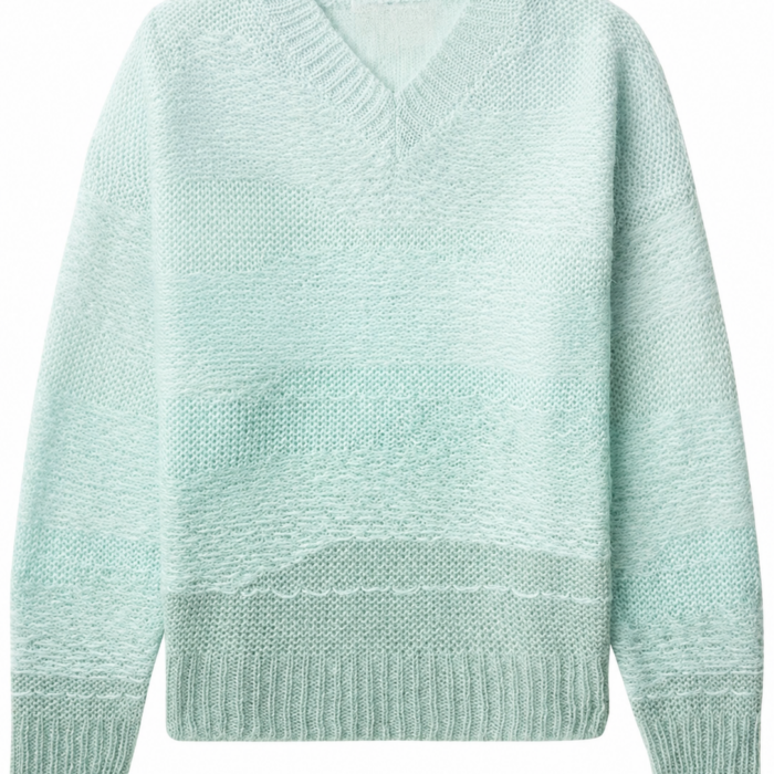 Light Mint Green V-Neck Oversized Sweater