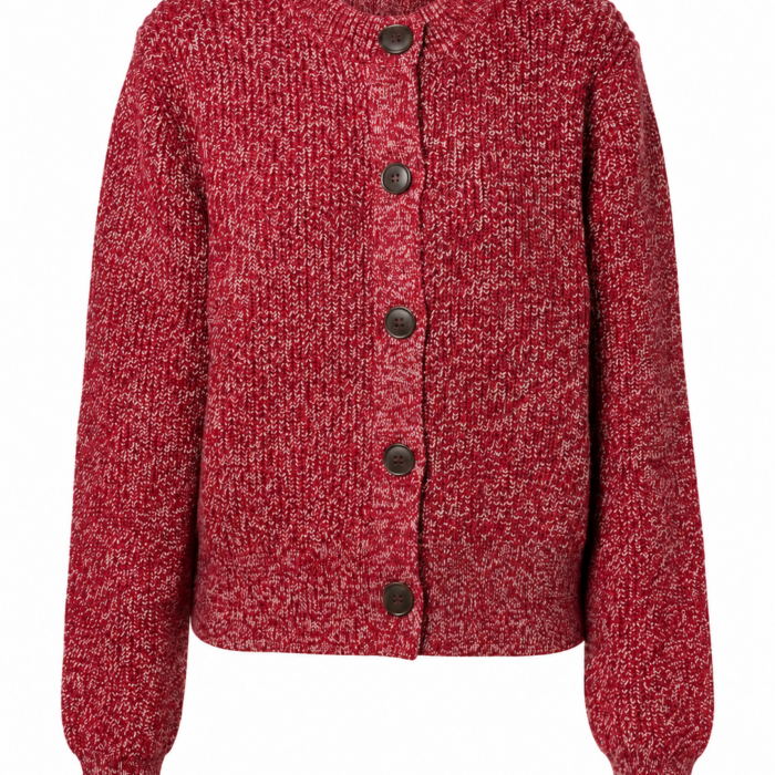 Deep Red Marled Knit Cardigan