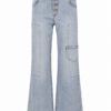Light Blue High-Rise Flared Jeans with Cargo Pocket