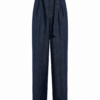 Dark Indigo High-Rise Wide-Leg Jeans with Pleats and Self-Tie Belt