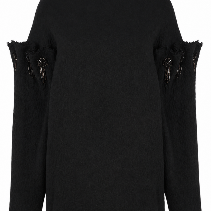 Black Cut-Out Detail Crew Neck Sweater
